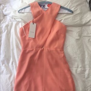 Bec + Bridge Peach Cross Over Cut out Dress